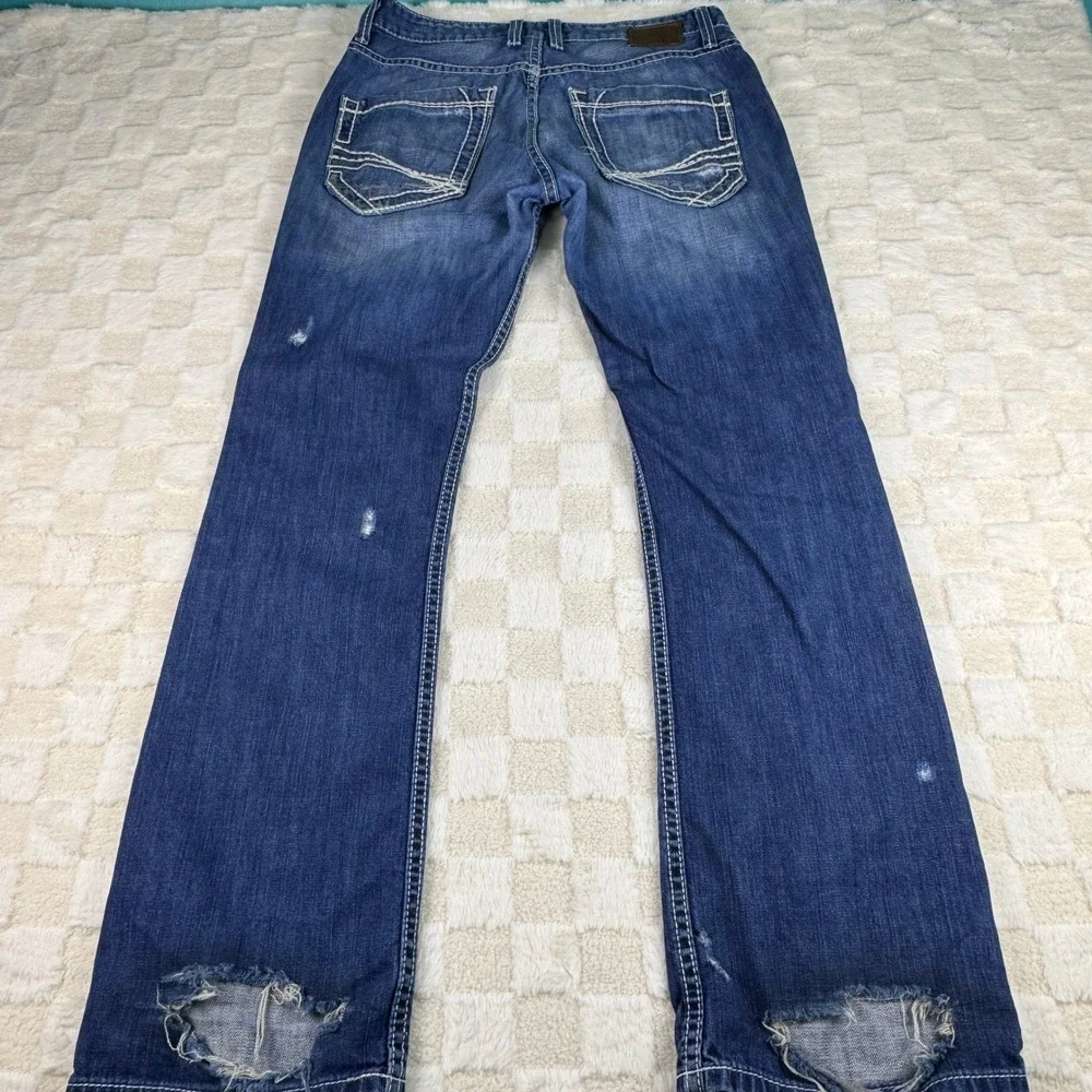 BKE Denim Mens Aiden Relaxed Bootcut Jeans Distressed Rips Size‎ 30R
